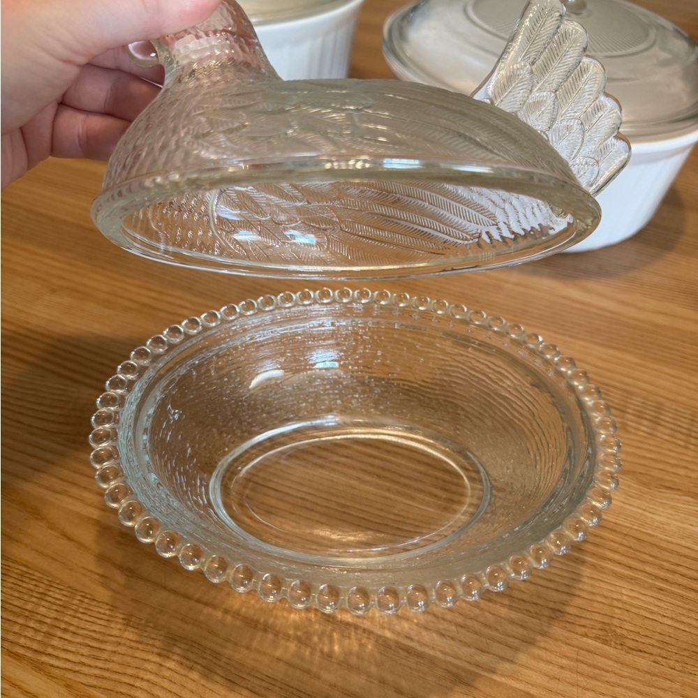 Indiana Glass: Clear Glass Hen Dish - Picture 2 of 2
